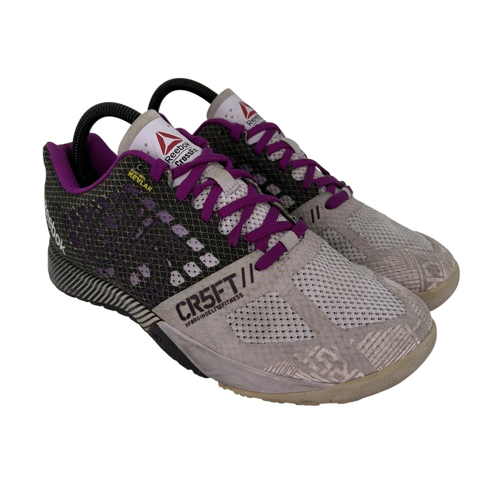 Reebok CrossFit Nano 5.0 Shoes Womens Size 8.5 Gray Purple Mesh Sneakers M49798
